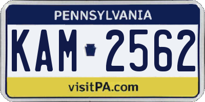 PA license plate KAM2562