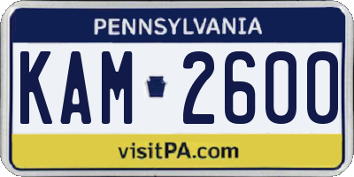 PA license plate KAM2600