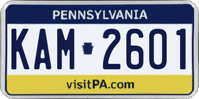 PA license plate KAM2601