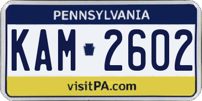 PA license plate KAM2602