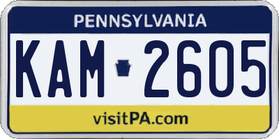 PA license plate KAM2605