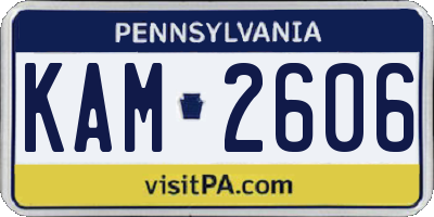 PA license plate KAM2606