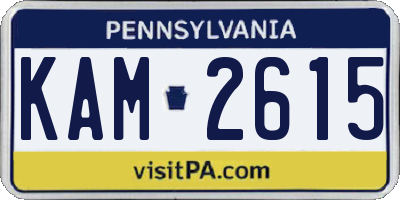 PA license plate KAM2615