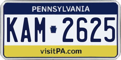 PA license plate KAM2625