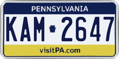 PA license plate KAM2647