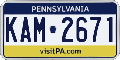 PA license plate KAM2671