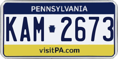 PA license plate KAM2673