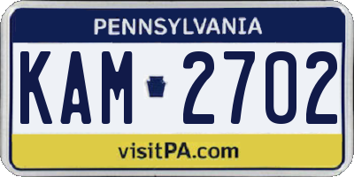 PA license plate KAM2702