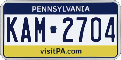 PA license plate KAM2704