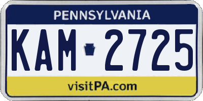 PA license plate KAM2725