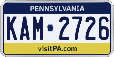 PA license plate KAM2726