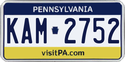 PA license plate KAM2752