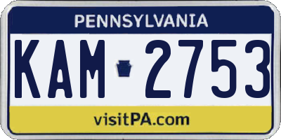 PA license plate KAM2753