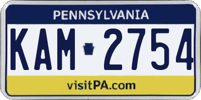PA license plate KAM2754