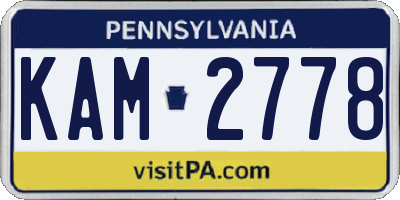 PA license plate KAM2778
