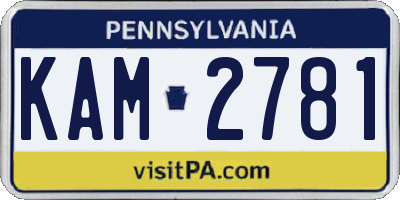 PA license plate KAM2781