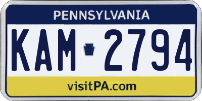 PA license plate KAM2794
