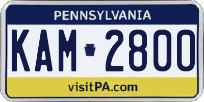 PA license plate KAM2800