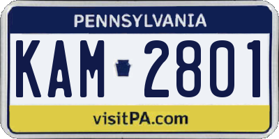 PA license plate KAM2801