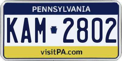 PA license plate KAM2802