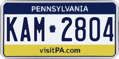PA license plate KAM2804