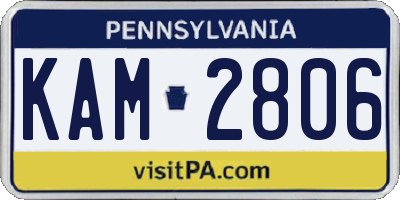 PA license plate KAM2806