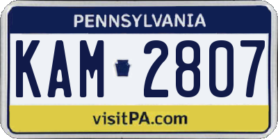 PA license plate KAM2807