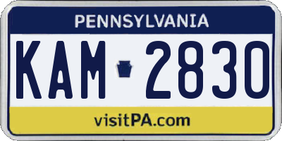 PA license plate KAM2830
