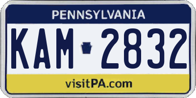 PA license plate KAM2832