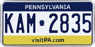 PA license plate KAM2835