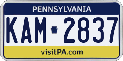 PA license plate KAM2837
