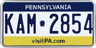 PA license plate KAM2854