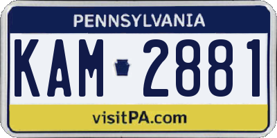 PA license plate KAM2881