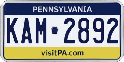 PA license plate KAM2892