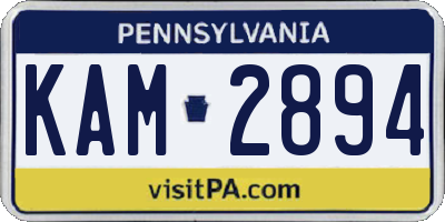 PA license plate KAM2894
