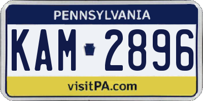 PA license plate KAM2896
