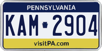 PA license plate KAM2904