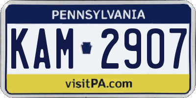 PA license plate KAM2907