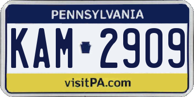 PA license plate KAM2909