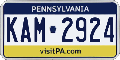 PA license plate KAM2924