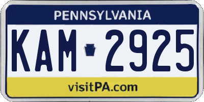 PA license plate KAM2925