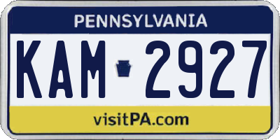 PA license plate KAM2927