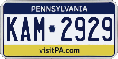 PA license plate KAM2929
