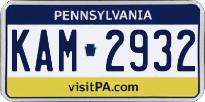 PA license plate KAM2932