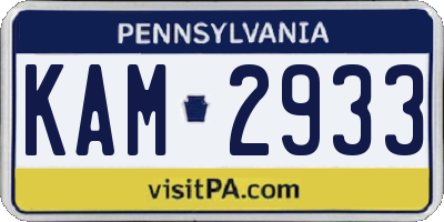 PA license plate KAM2933