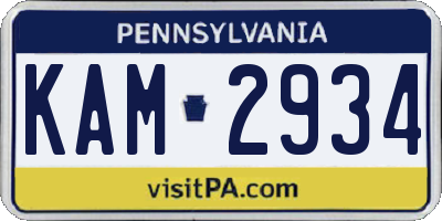 PA license plate KAM2934