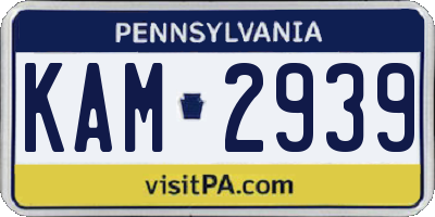 PA license plate KAM2939