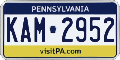 PA license plate KAM2952