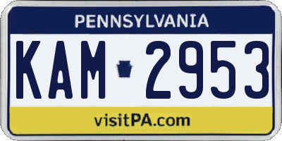 PA license plate KAM2953