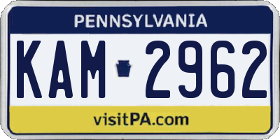 PA license plate KAM2962